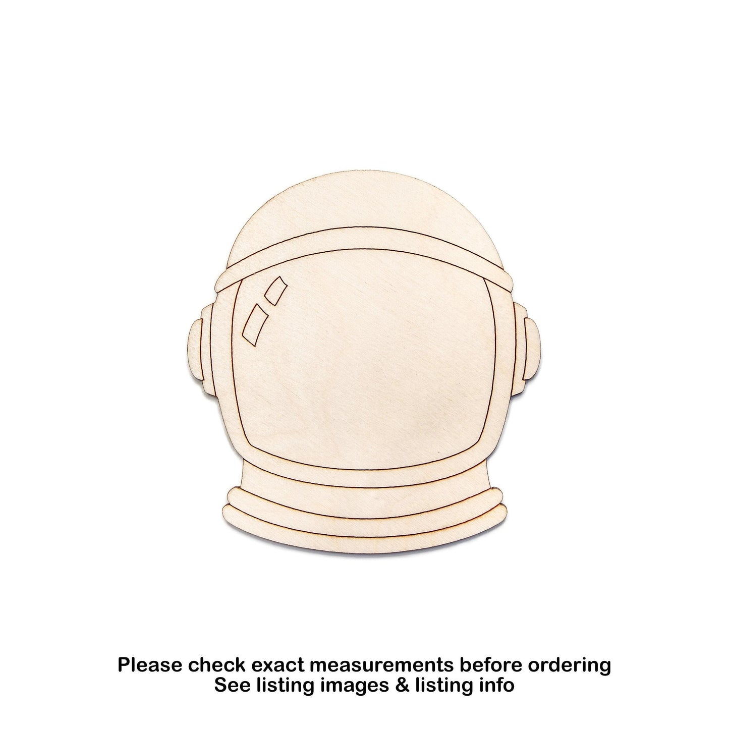 Astronaut Helmet Detailed Wood Cutout - Laser Cut Unfinished Craft Shape - Multiple Sizes