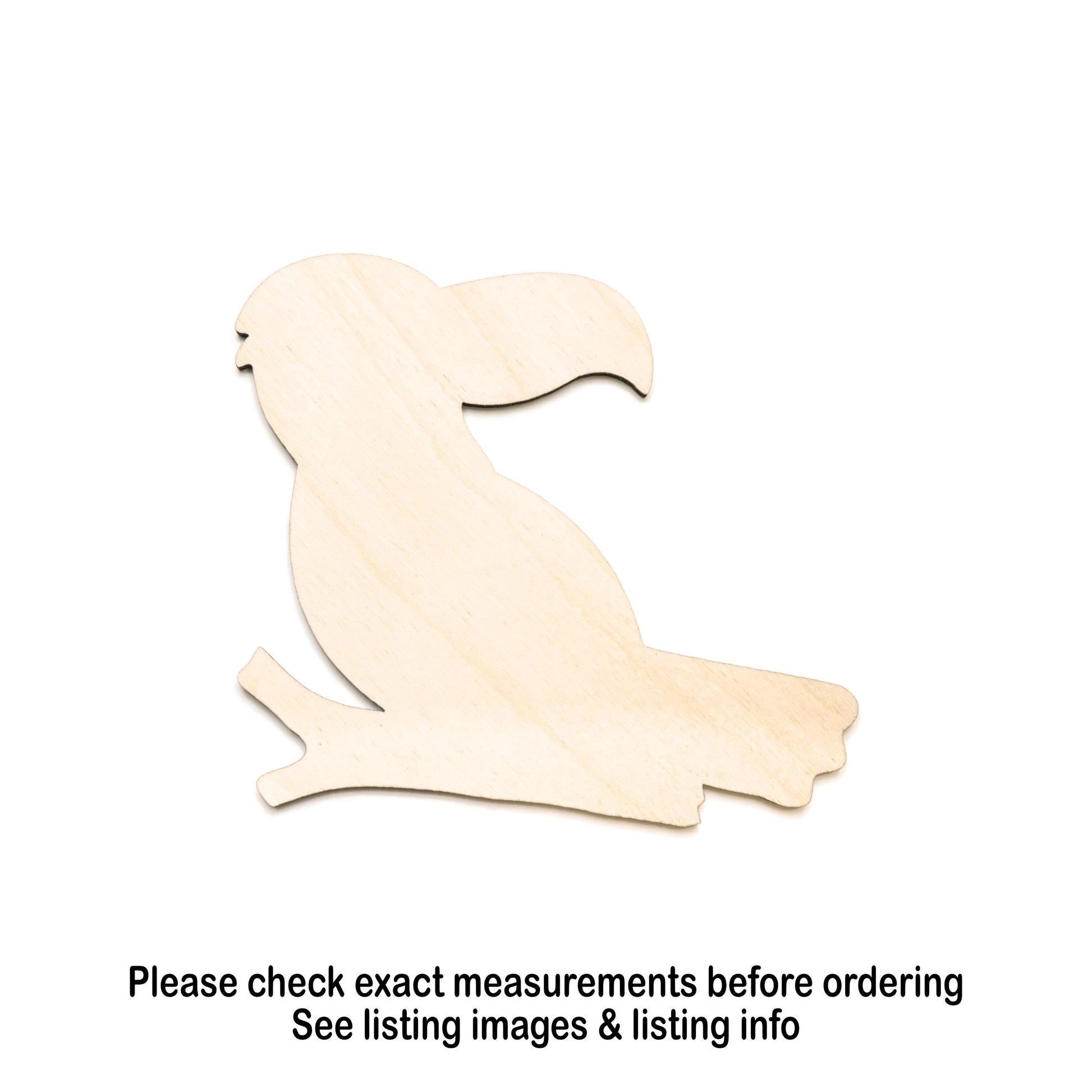Toucan On Branch Blank Wood Cutout - Laser Cut Unfinished Craft Shape - Multiple Sizes