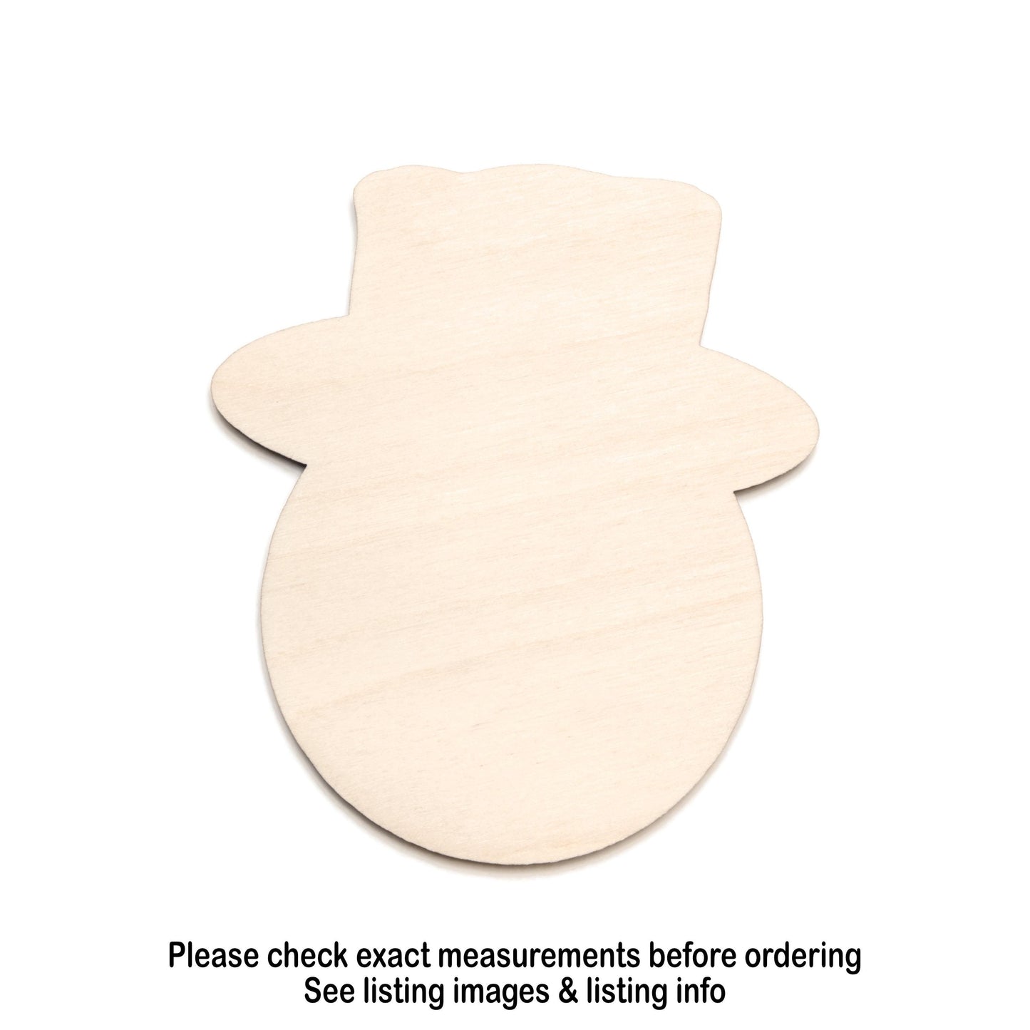 Snowman Head Top Hat Blank Wood Cutout - Laser Cut Unfinished Craft Shape - Multiple Sizes