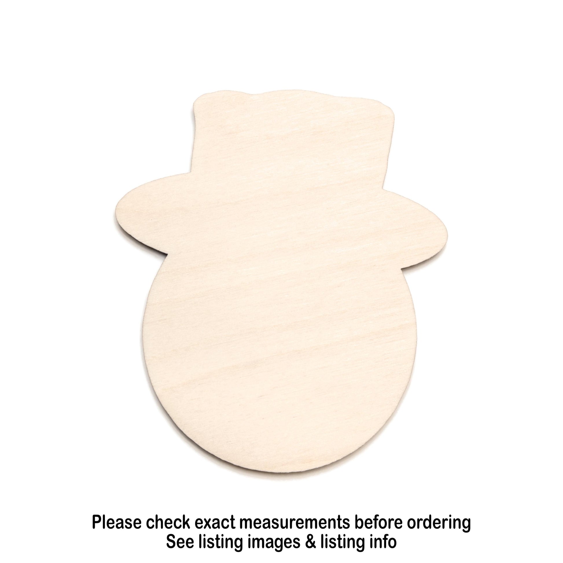 Snowman Head Top Hat Blank Wood Cutout - Laser Cut Unfinished Craft Shape - Multiple Sizes