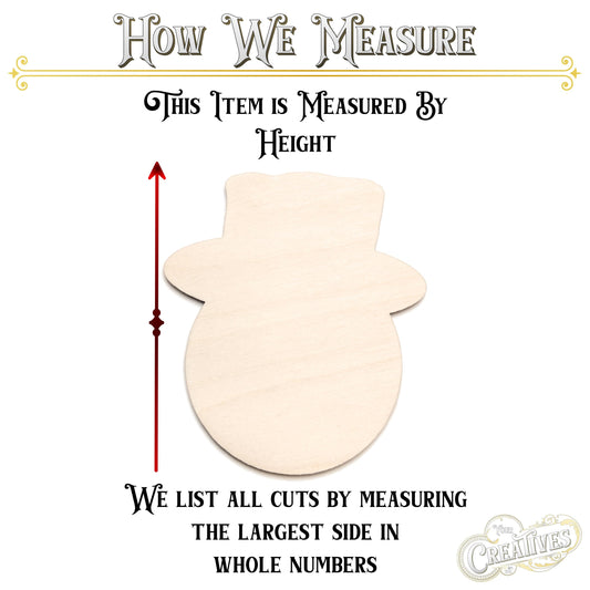 Snowman Head Top Hat Blank Wood Cutout - Laser Cut Unfinished Craft Shape - Multiple Sizes