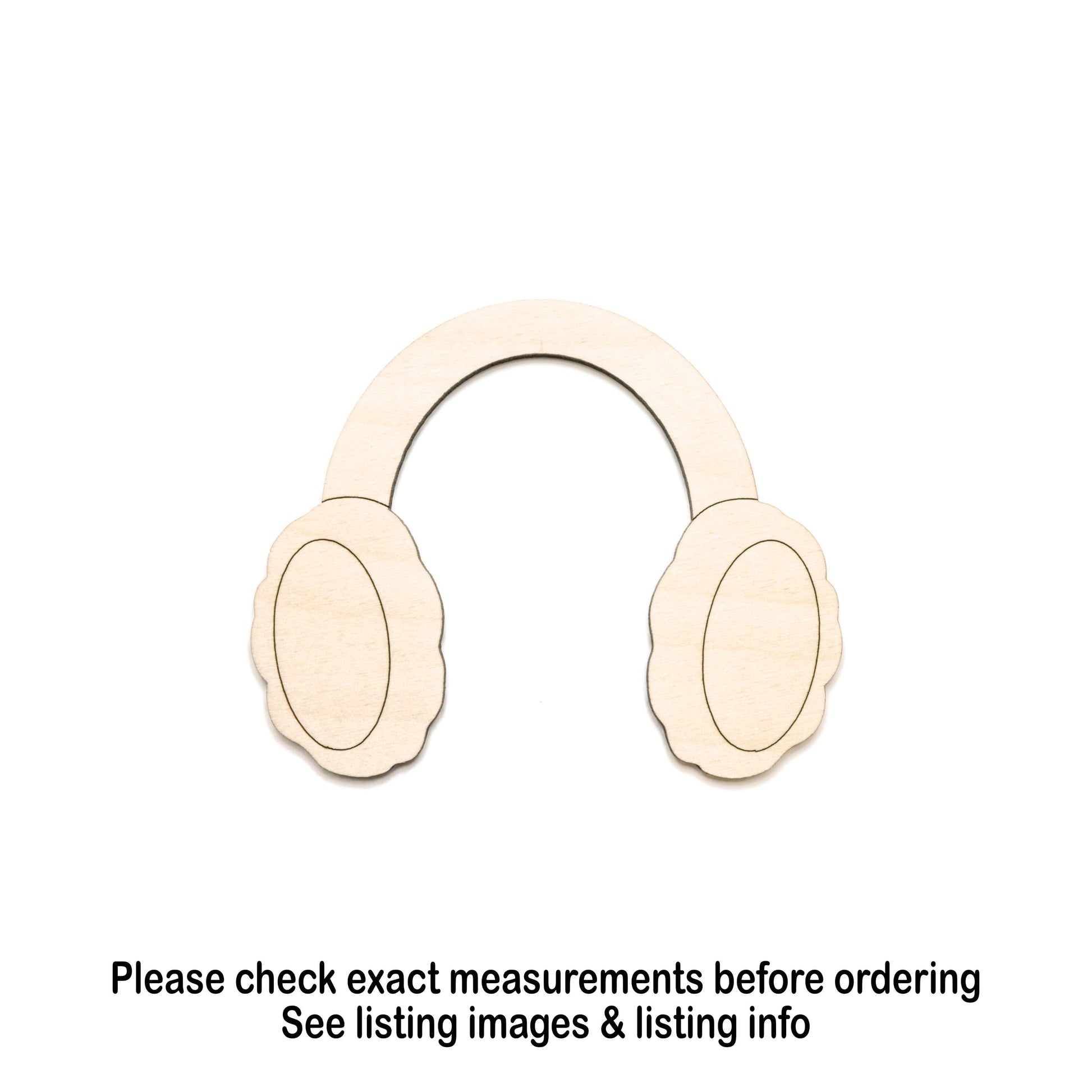 Ear Muffs Detail Wood Cutout- Laser Cut Unfinished Craft Shape - Multiple Sizes
