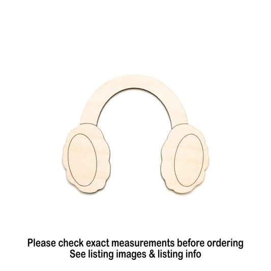 Ear Muffs Detail Wood Cutout- Laser Cut Unfinished Craft Shape - Multiple Sizes