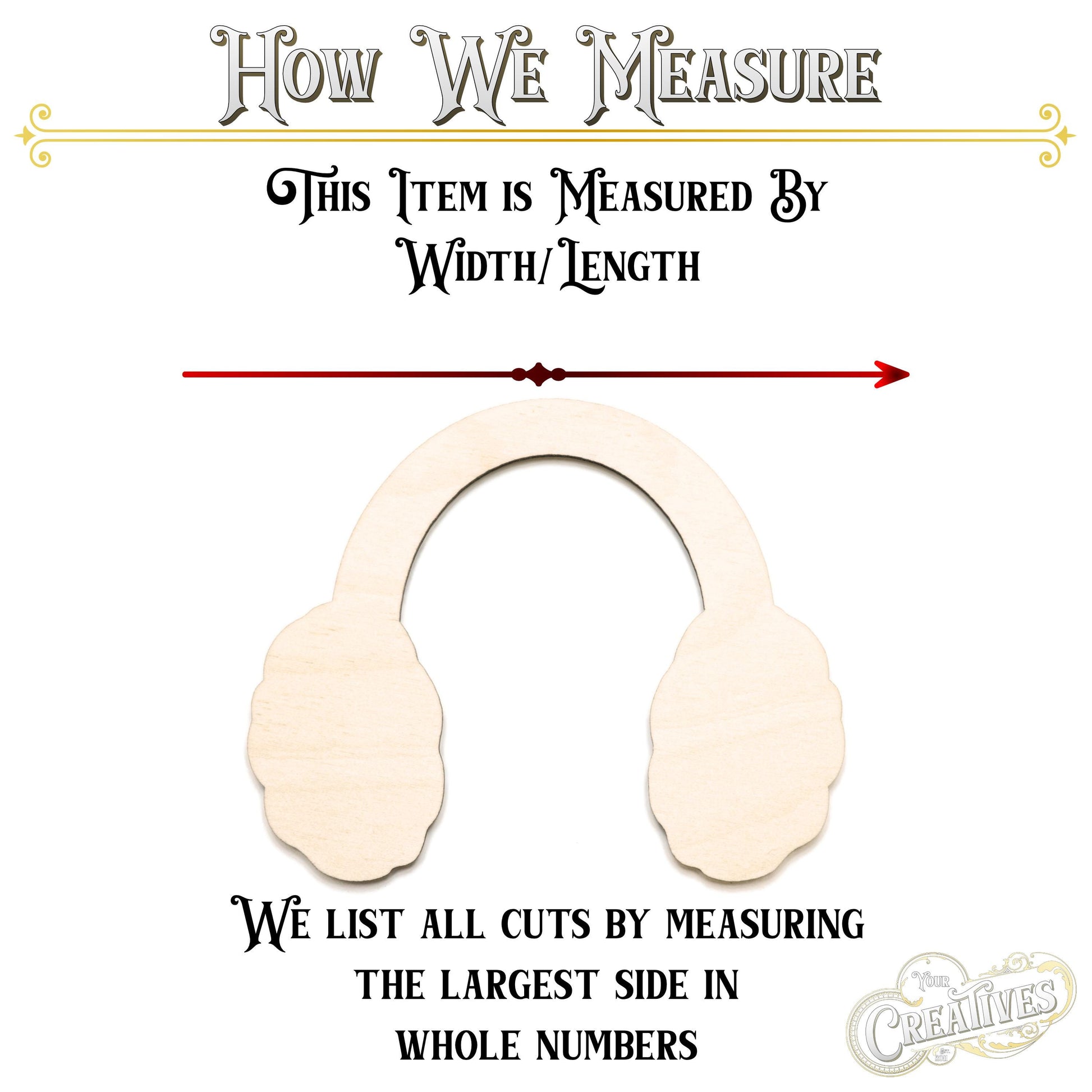 Ear Muffs Blank Wood Cutout- Laser Cut Unfinished Craft Shape - Multiple Sizes