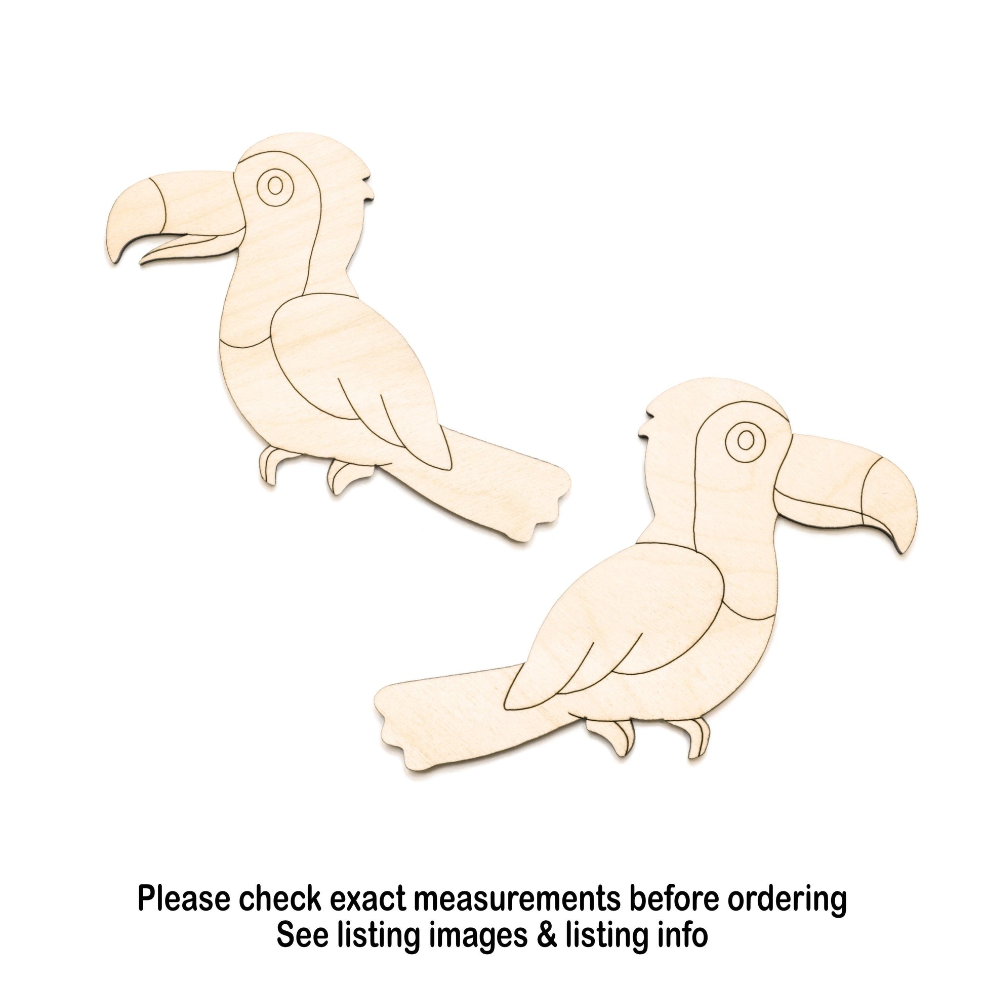 Toucan Wood Cutout - Tropical birds - Two Design Options - Laser Cut Unfinished Craft Shape - Multiple Sizes