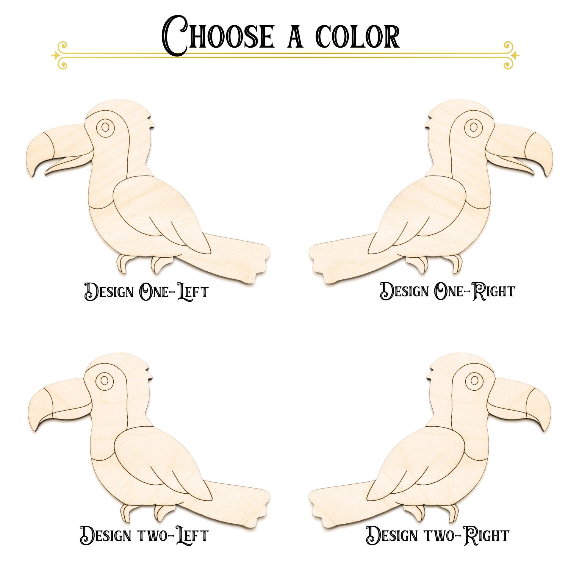 Toucan Wood Cutout - Tropical birds - Two Design Options - Laser Cut Unfinished Craft Shape - Multiple Sizes