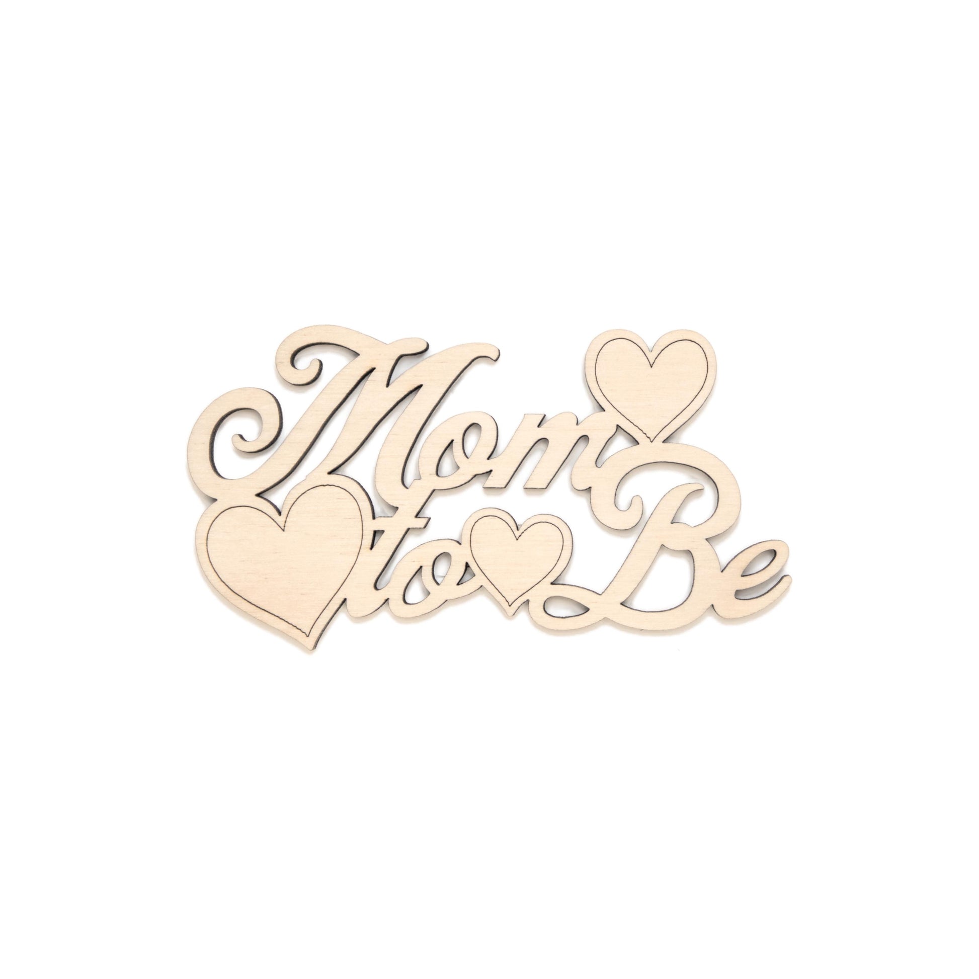 Mom To Be Hearts Wood Cutout - Laser Cut Unfinished Craft Shape - Multiple Sizes