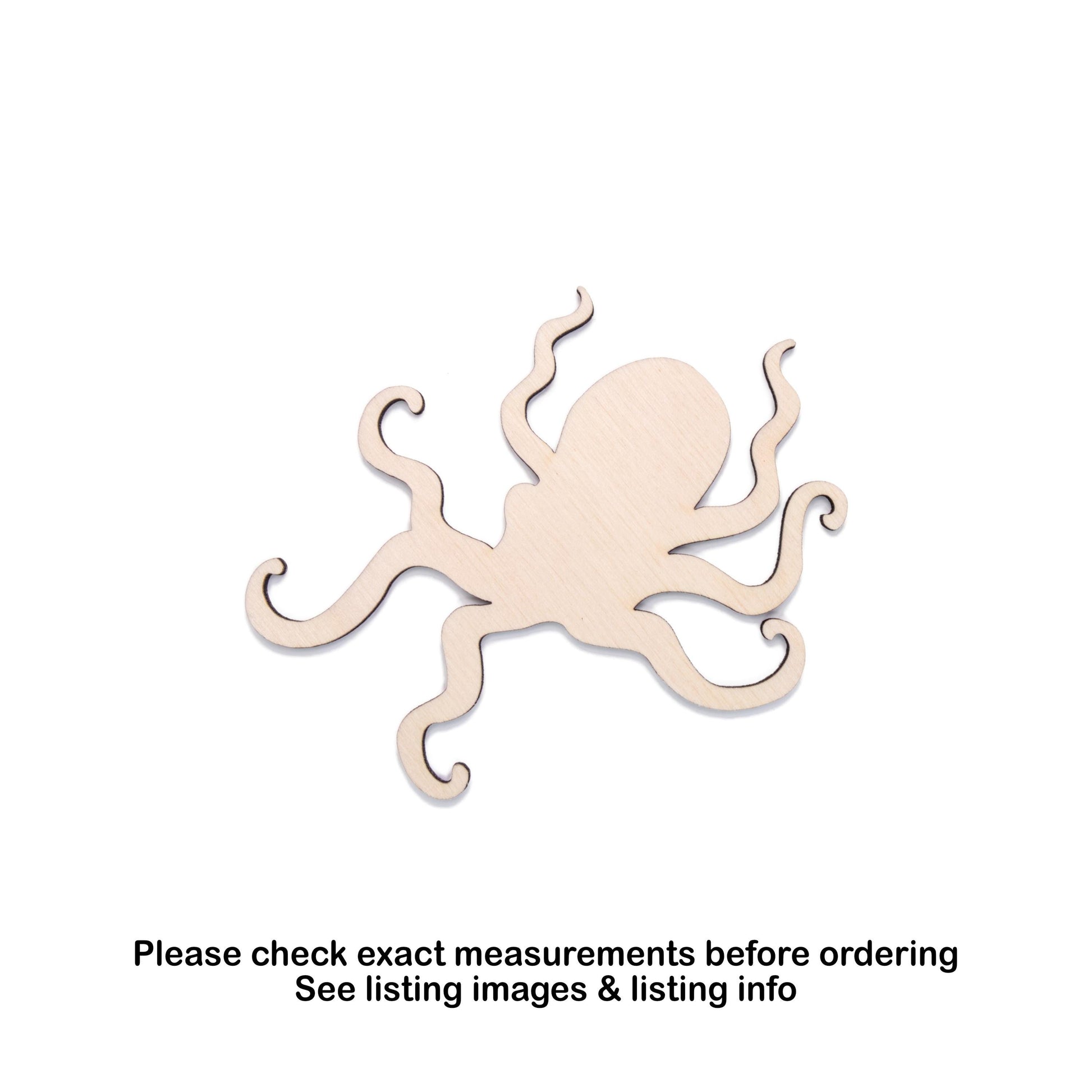 Octopus Blank Wood Cutout - Laser Cut Unfinished Craft Shape - Multiple Sizes