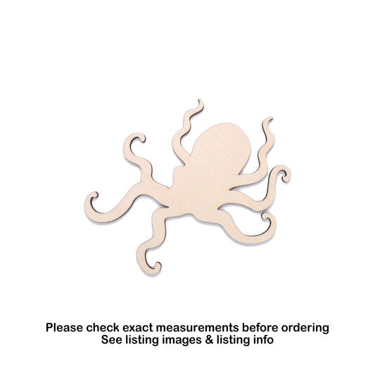 Octopus Blank Wood Cutout - Laser Cut Unfinished Craft Shape - Multiple Sizes