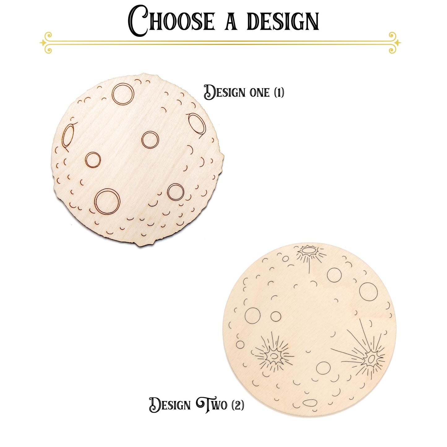 Moon Wood Cutout - Laser Cut Unfinished Craft Shape - Multiple Sizes
