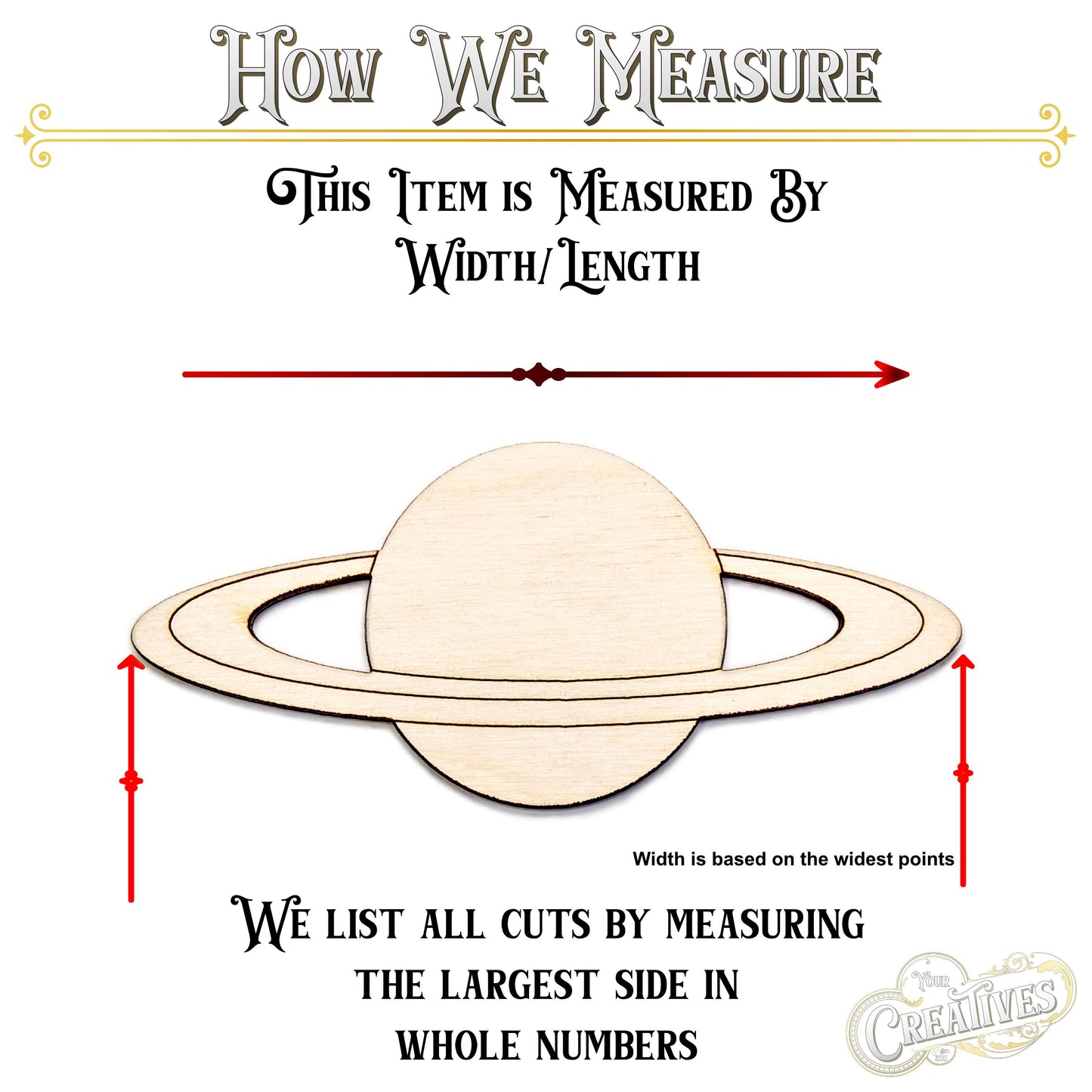 Saturn Wood Cutout - Laser Cut Unfinished Craft Shape - Multiple Sizes