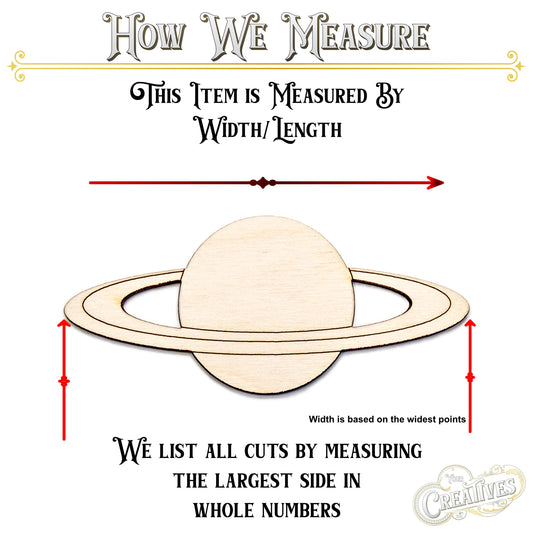 Saturn Wood Cutout - Laser Cut Unfinished Craft Shape - Multiple Sizes
