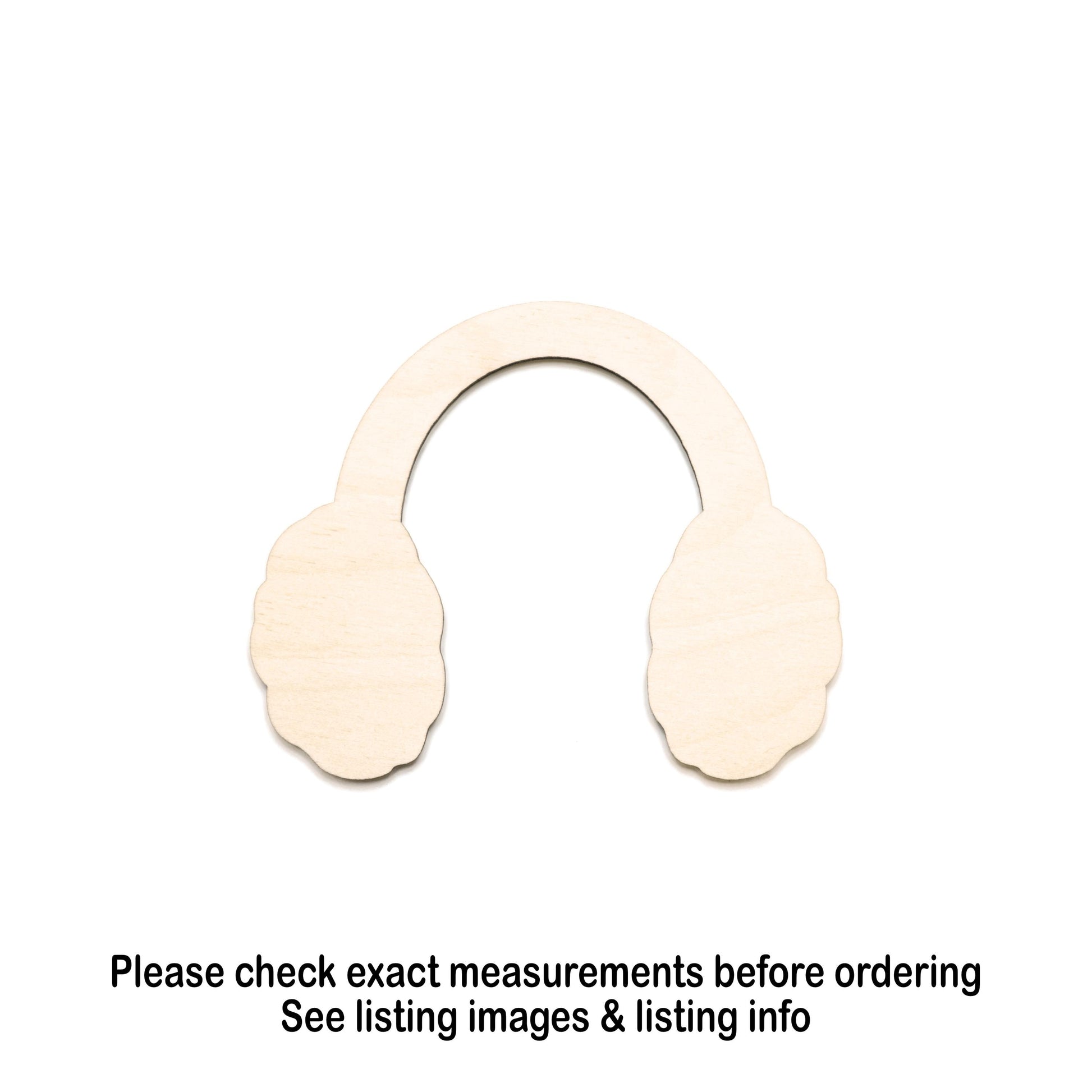 Ear Muffs Blank Wood Cutout- Laser Cut Unfinished Craft Shape - Multiple Sizes