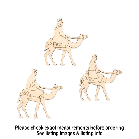 Three Wise Men Individual Detailed Wood Cutout - Laser Cut Unfinished Craft Shape - Multiple Sizes