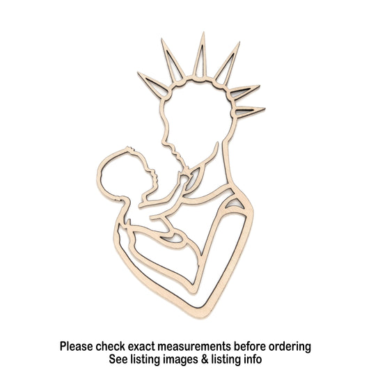 Punk Mom And Baby Wood Cutout - Laser Cut Unfinished Craft Shape - Multiple Sizes