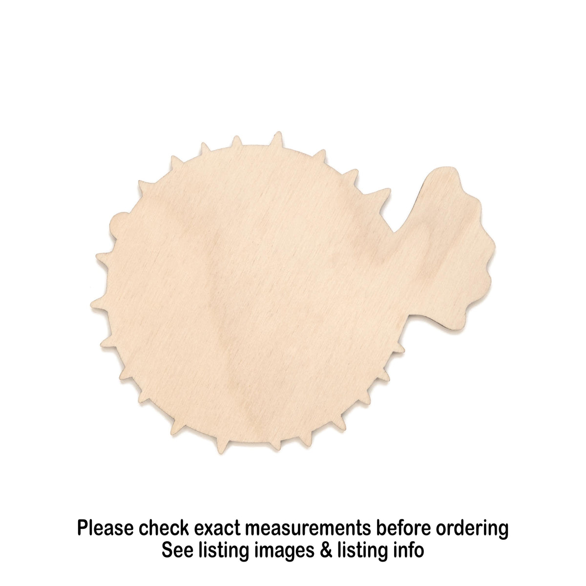 Pufferfish Side View Blank Wood Cutout - Laser Cut Unfinished Craft Shape - Multiple Sizes