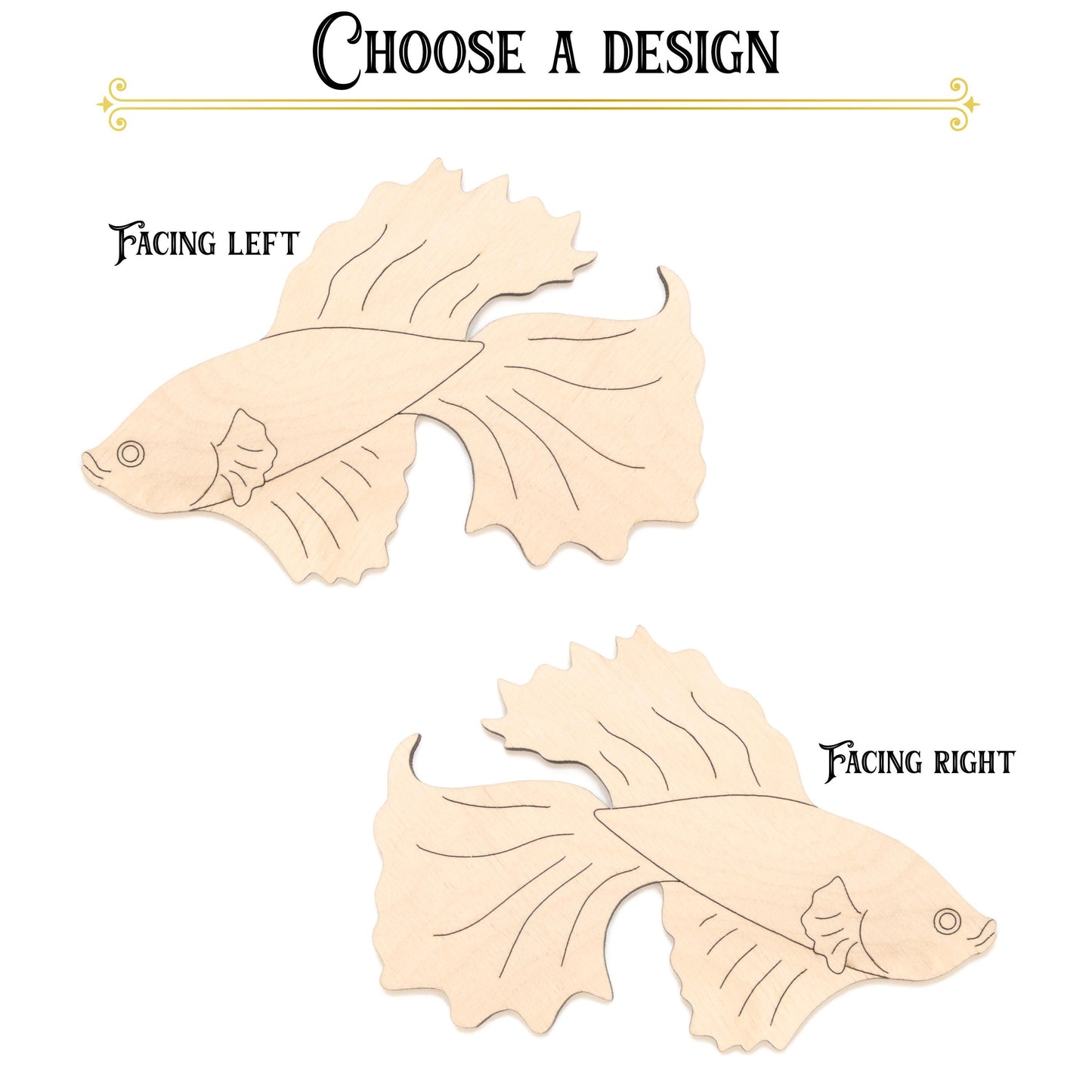 Betta Fish Wood Cutout - Laser Cut Unfinished Craft Shape - Multiple Sizes