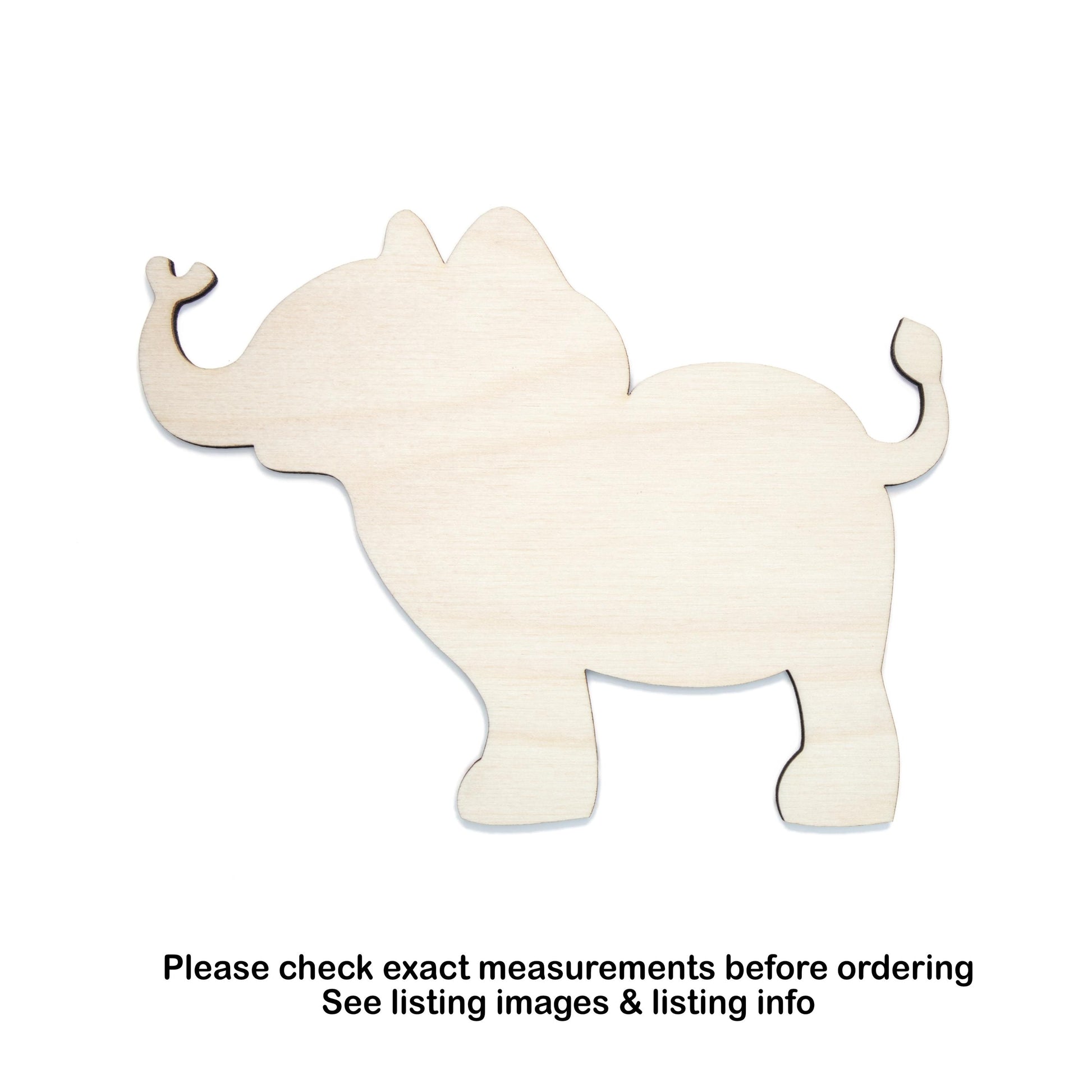 Baby Elephant Standing Blank Wood Cutout - Laser Cut Unfinished Craft Shape - Multiple Sizes