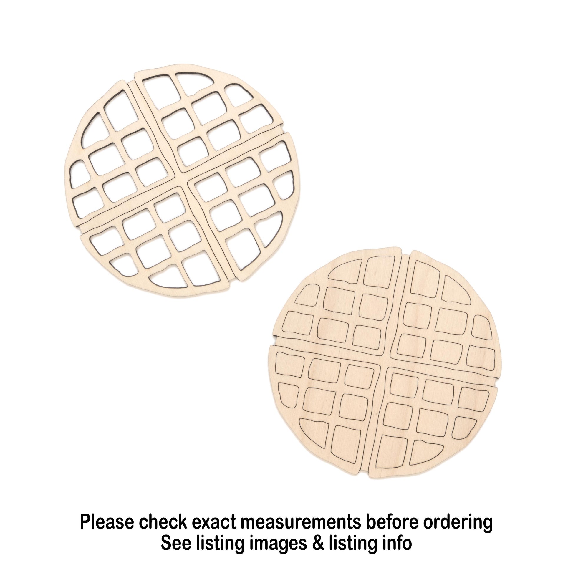 Waffle Detailed Wood Cutout - Laser Cut Unfinished Craft Shape - Multiple Sizes