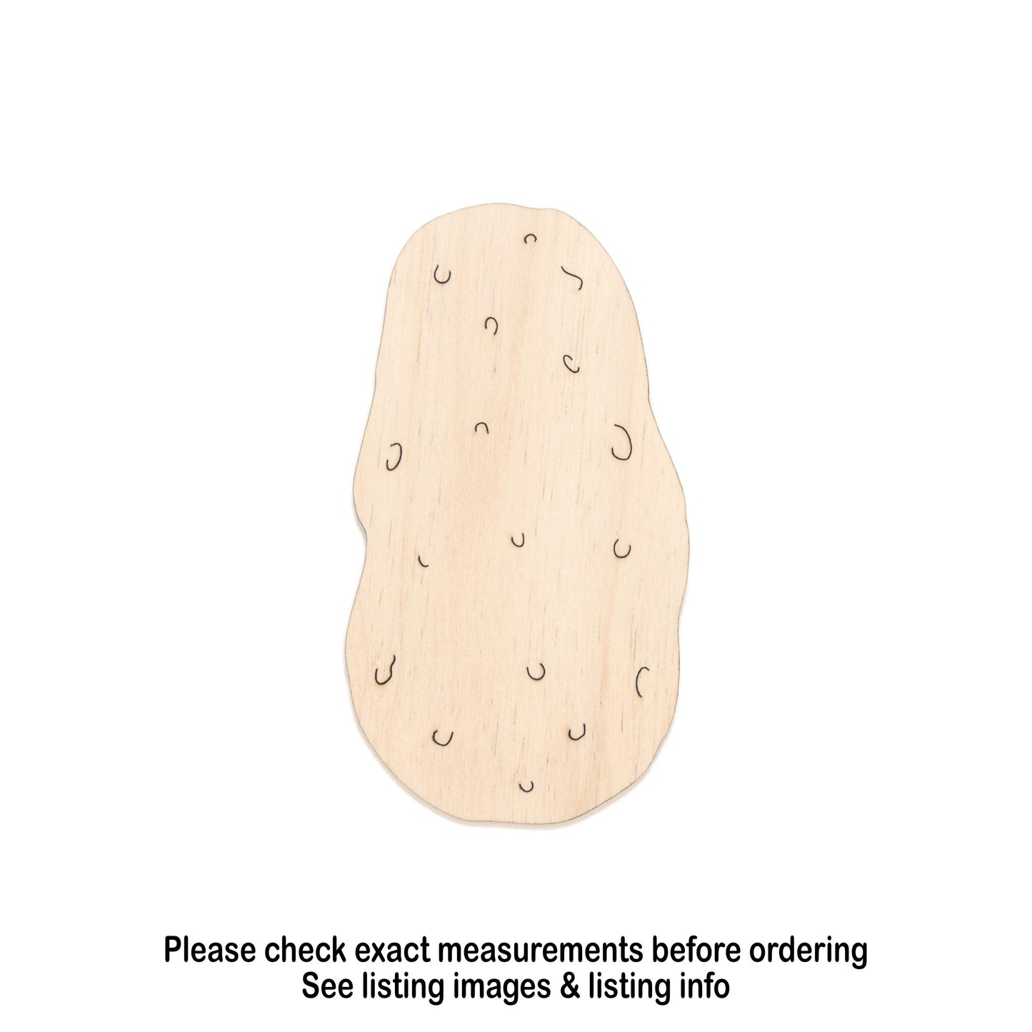 Potato Detail Wood Cutout - Laser Cut Unfinished Craft Shape - Multiple Sizes