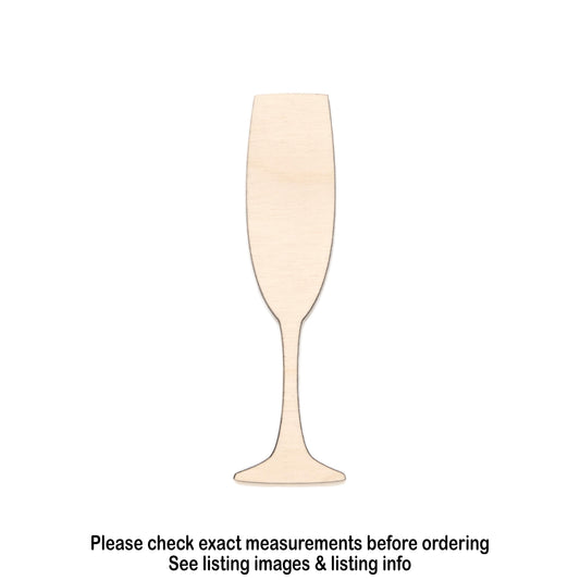 Champagne Glass Blank Wood Cutout - Laser Cut Unfinished Crat Shape - Multiple Sizes