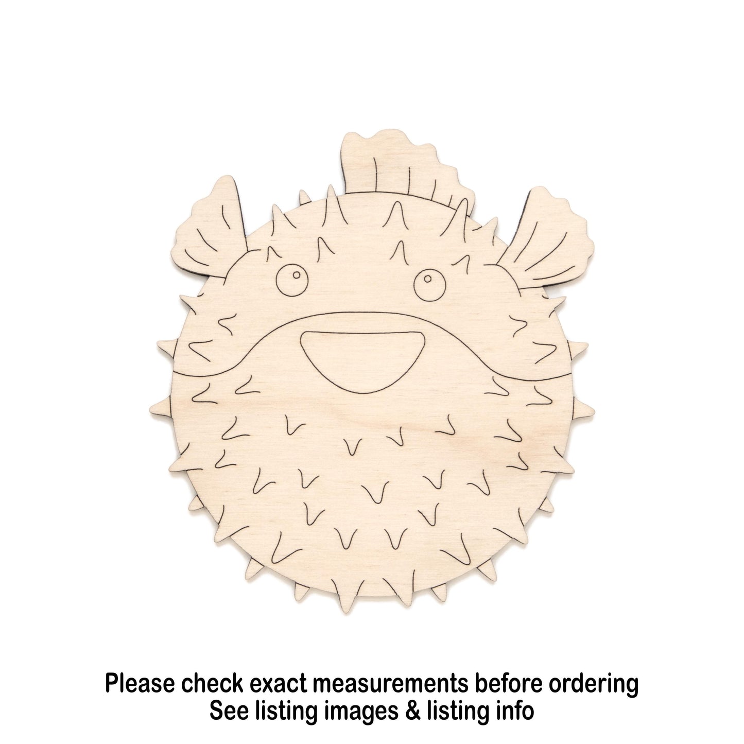 Pufferfish Wood Cutout - Laser Cut Unfinished Craft Shape - Multiple Sizes