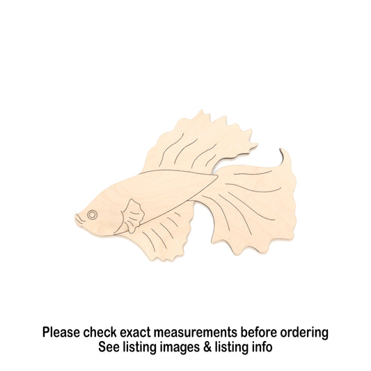 Betta Fish Wood Cutout - Laser Cut Unfinished Craft Shape - Multiple Sizes
