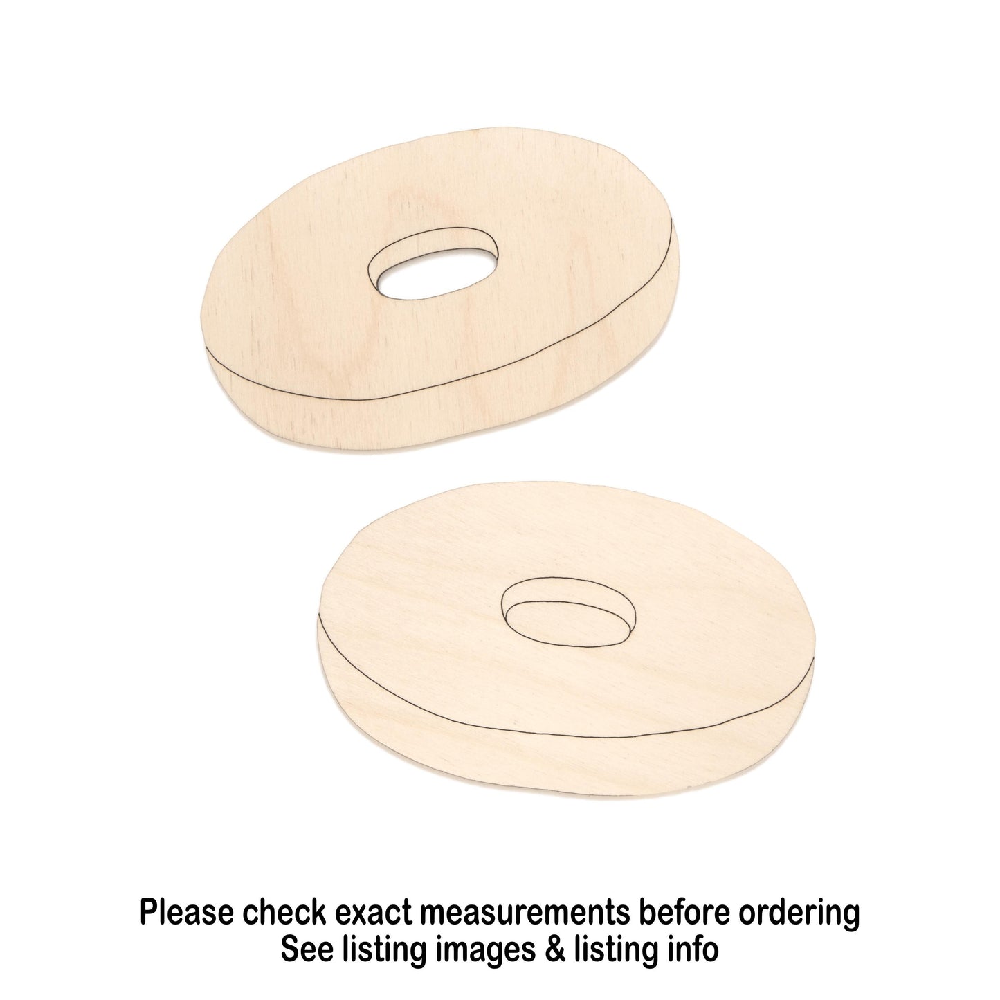 Bagel Half Wood Cutout - Laser Cut Unfinished Craft Shape - Multiple Sizes