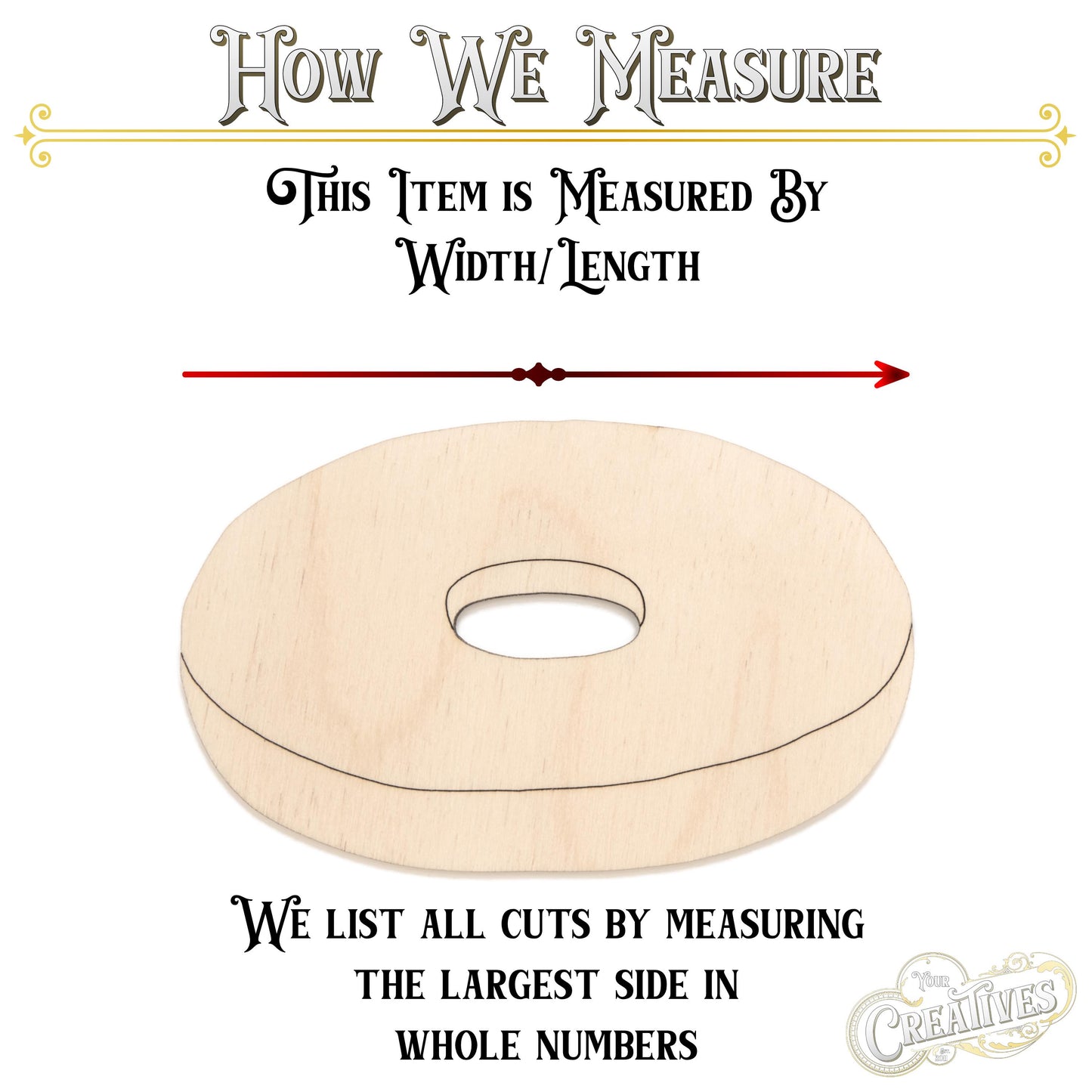 Bagel Half Wood Cutout - Laser Cut Unfinished Craft Shape - Multiple Sizes