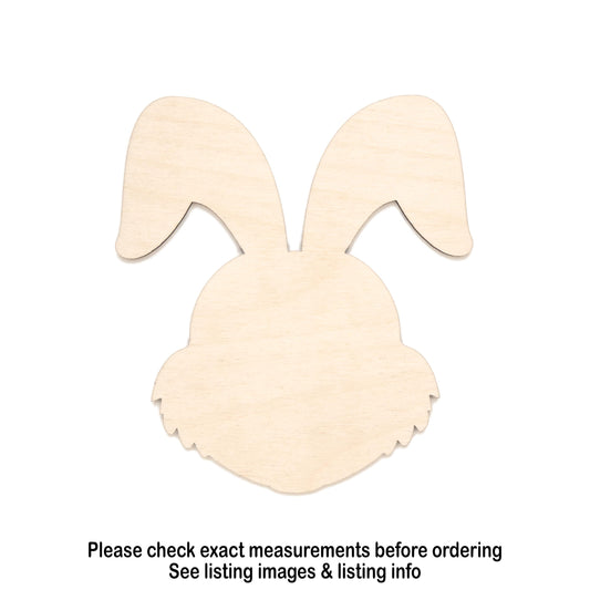 Bunny Cartoon Head Wood Cutout- Laser Cut Unfinished Craft Shape - Multiple Sizes