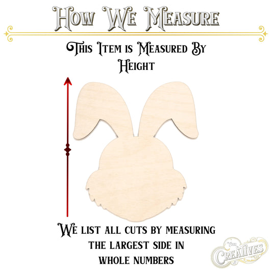 Bunny Cartoon Head Wood Cutout- Laser Cut Unfinished Craft Shape - Multiple Sizes