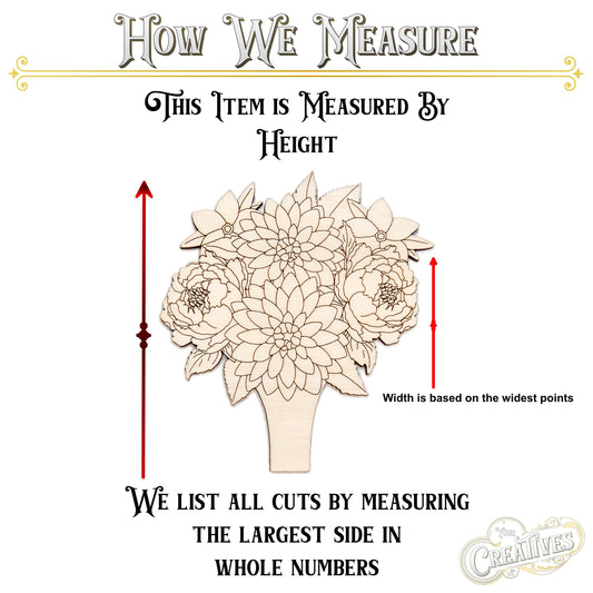 Bouquet Detail Wood Cutout - Laser Cut Unfinished Craft Shape - Multiple Sizes