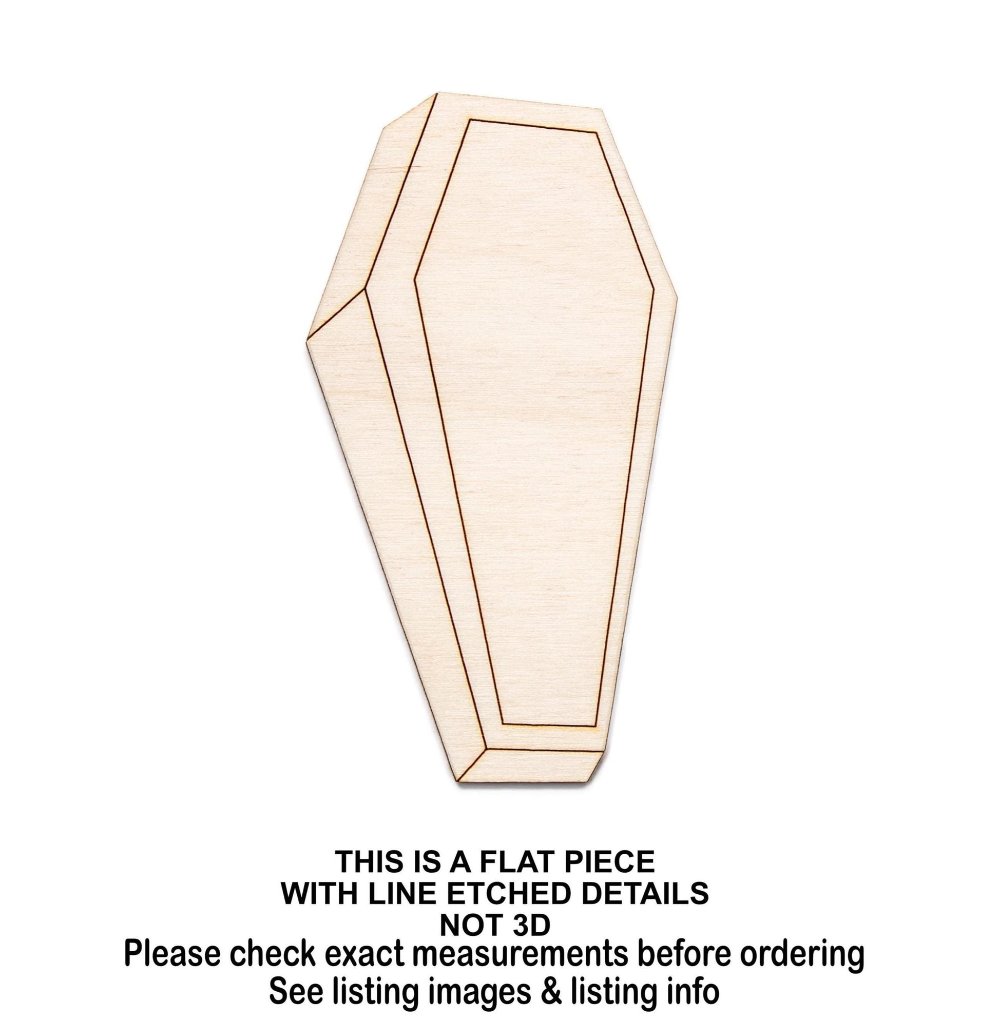 Angled Jeweled Coffin Wood Cutout - Laser Cut Unfinished Craft Shape - Multiple Sizes