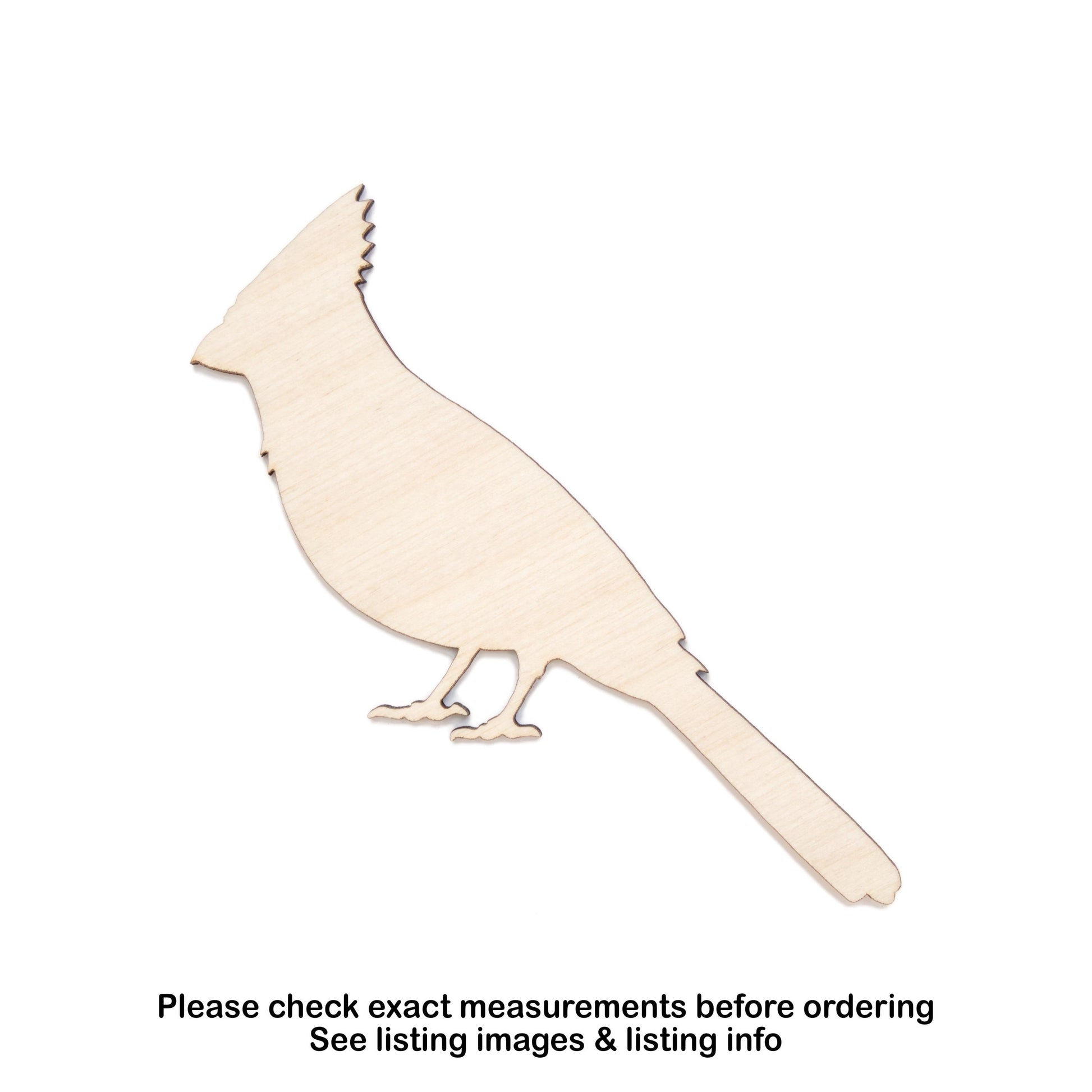 Cardinal Blank Wood Cutout- Laser Cut Unfinished Craft Shape - Multiple Sizes