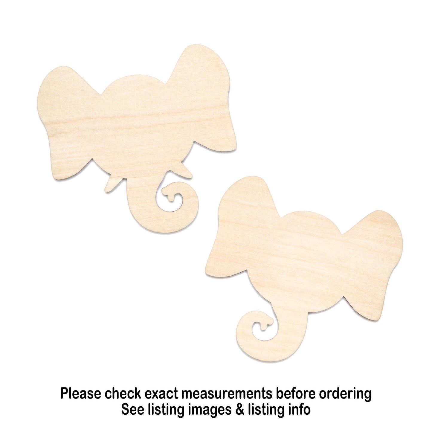 Elephant Head Blank Wood Cutout- Laser Cut Unfinished Craft Shape - Multiple Sizes