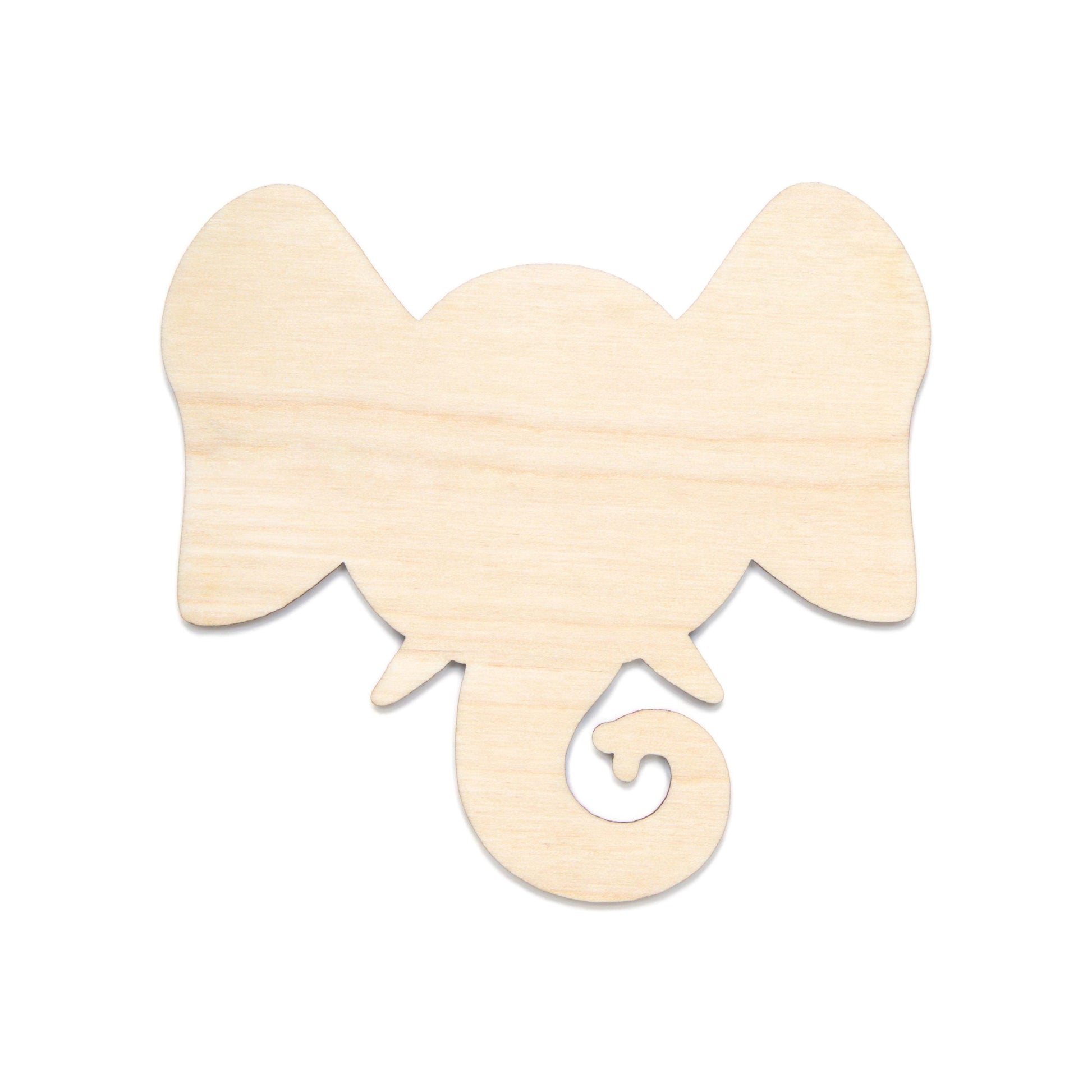 Elephant Head Blank Wood Cutout- Laser Cut Unfinished Craft Shape - Multiple Sizes