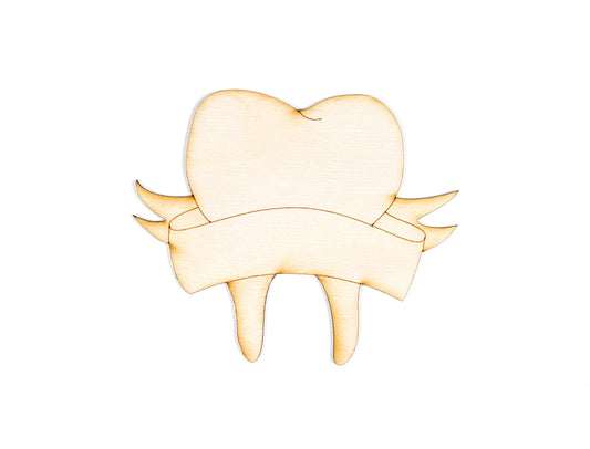 Tooth With Banner-Various Sizes-Dental Tooth-DIY Crafts-Tooth Wood Cutout-Party Favors-Dentist Gifts-Wood cutout-Office Decor-Dentist Decor