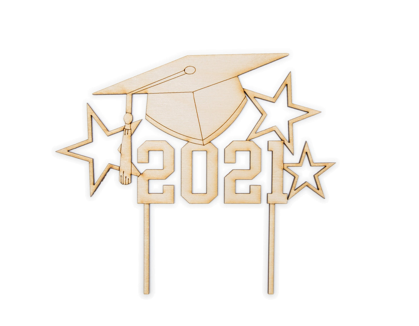 Custom Graduation Cap Cake Topper With Stars-Custom Year Cake Topper-DIY Crafts-Cake Decor-Wooden Cake Accessories-Wood Grad Decor-Celebrate