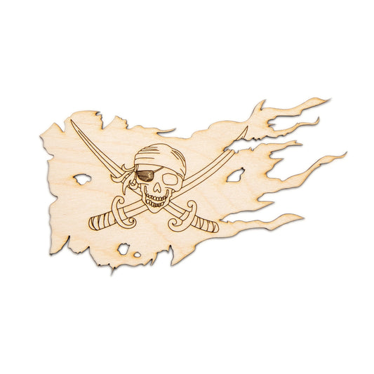 Shredded Pirate Flag-Wood Cutout-Jolly Roger-Pirate Wood Decor-Various Sizes-Pirate Party Theme Decor-DIY crafts-Old Flags-Old Pirate Flag