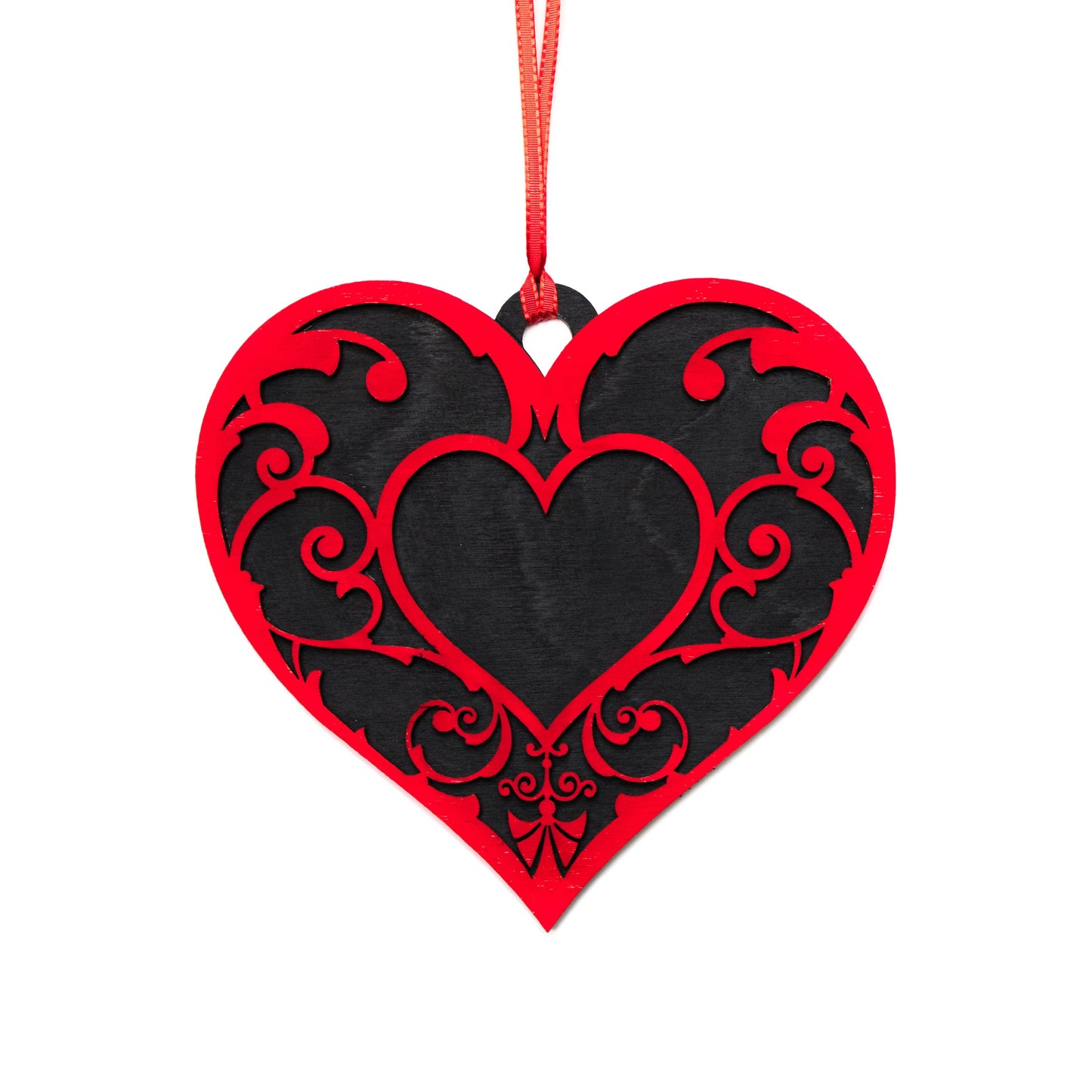 Valentine Heart Decor-Hanging Heart-Valentine Gifts-Layered Wood-Various Color Options-Valentine's Day Home Decor-Filigree Heart Design