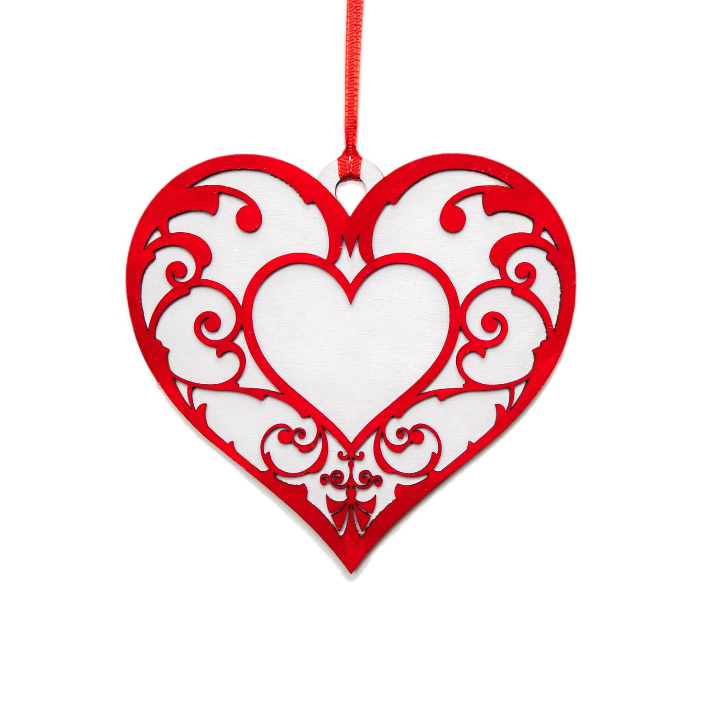 Valentine Heart Decor-Hanging Heart-Valentine Gifts-Layered Wood-Various Color Options-Valentine's Day Home Decor-Filigree Heart Design