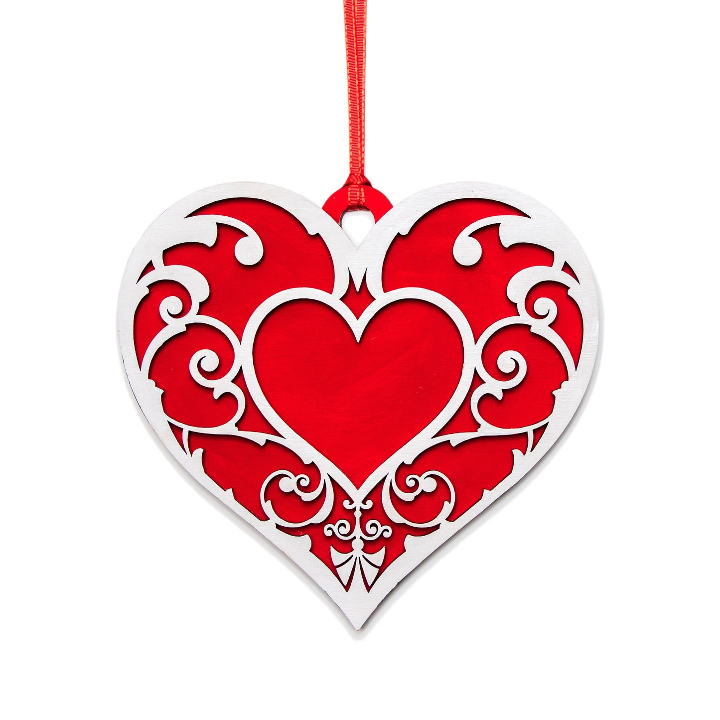 Valentine Heart Decor-Hanging Heart-Valentine Gifts-Layered Wood-Various Color Options-Valentine's Day Home Decor-Filigree Heart Design