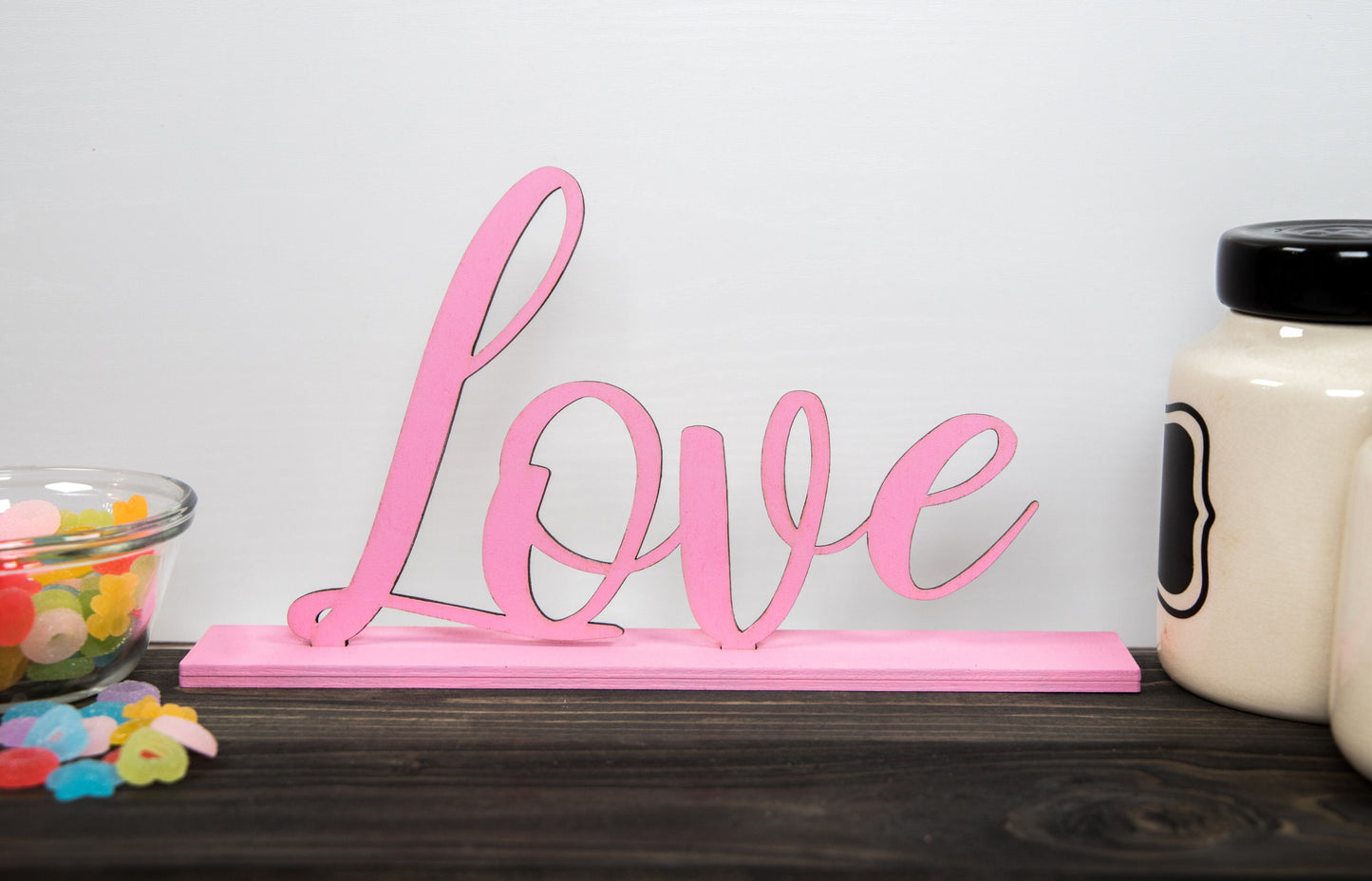 Love Sign Decor-Love Counter Top Decor-Valentine Sign Decor-Various Color Options-Valentine's Day Home Decor-Wood Sign-Event Script Design