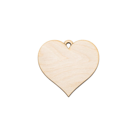 Heart Shape Wood Heart Ornament-Gift Tag-Classic Valentine Ornament-DIY Crafts-Heart With Hanging Hole-Unfinished Wood Cutout-Heart Decor