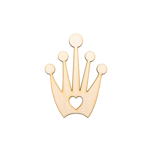 Crown With Heart Wood Cutout-Petite Crown-Royalty Decor-Various Sizes-DIY Crafts-Wooden Crown-Queen And King Decor-Crown Wood Accents