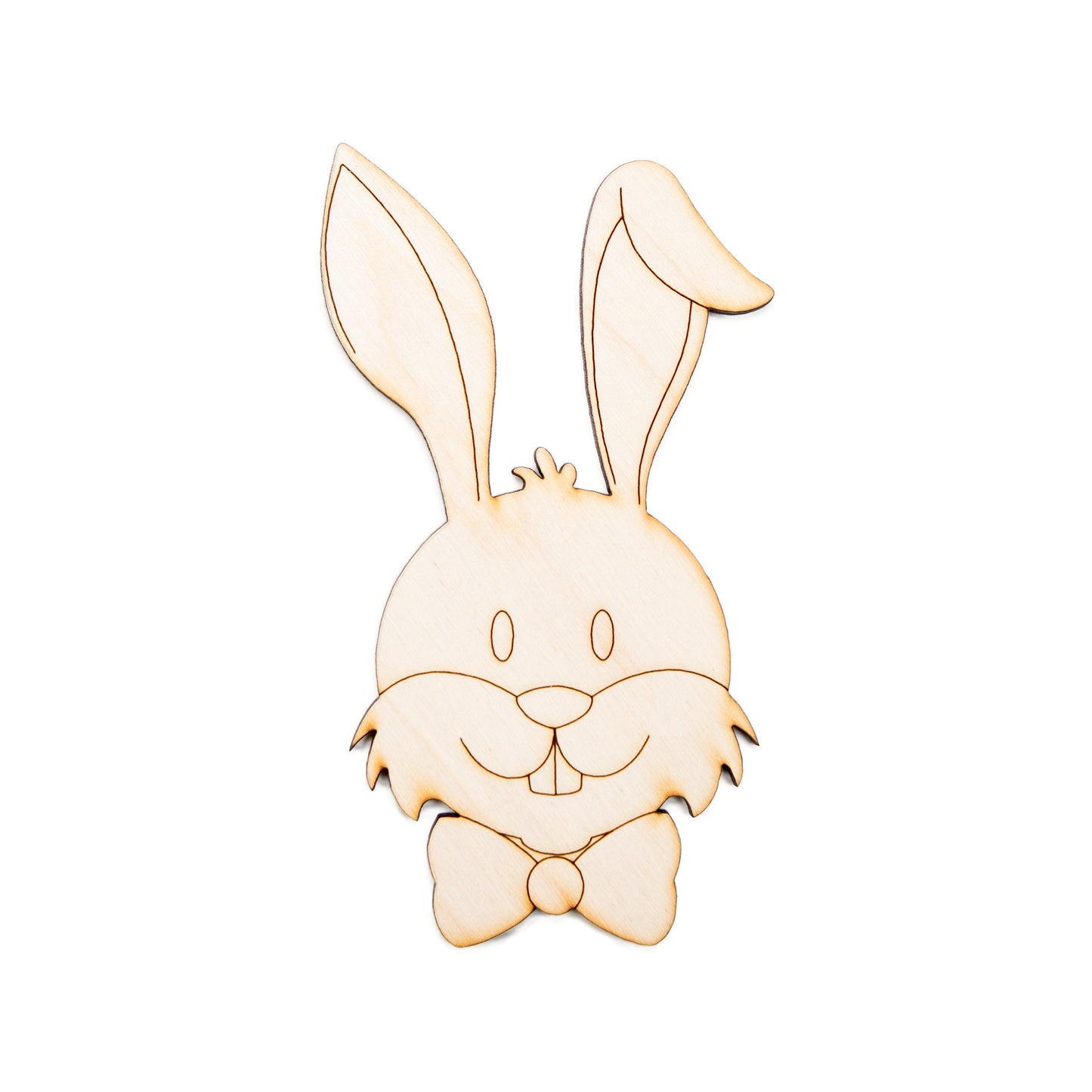 Bunny Head With Bow-Wood Cutout-Detailed Line Etch-Bunny Decor-Easter Bunny Wood Decor-Various Sizes-DIY Crafts-Spring Theme Decor-Bunnies