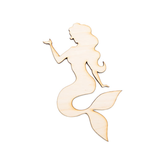 Mermaid Sitting-Blank Wood Cutout-Mermaid Wood Decor-Various Sizes-DIY Crafts-Mermaid Theme Decor-Mythical Sea Creatures-Cute Mermaid