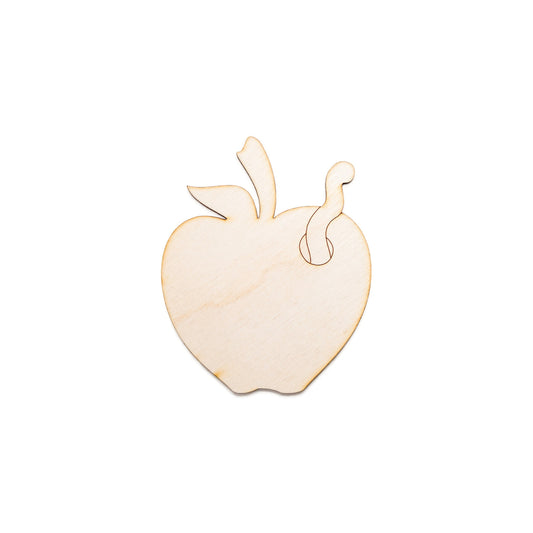 Apple With Worm-Blank Wood Cutout-Teacher Theme Decor-Various Sizes-Cute Apple With Worm-Classroom Decor-Book Worm Theme Decor-Wooden Fruits