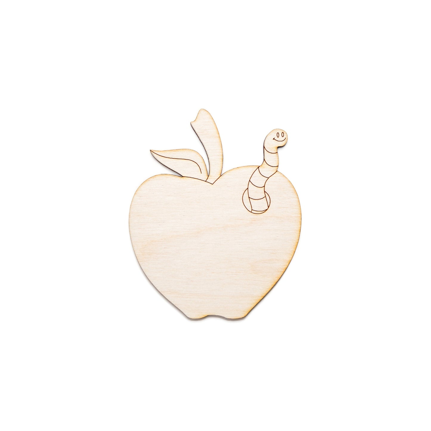 Apple With Worm Detail Line Etch-Wood Cutout-Cute Apple Decor-Various Sizes-DIY Crafts-Classroom Decor-Fruit Wood Shapes-Apple Theme Decor