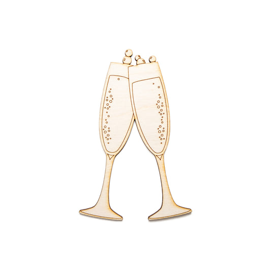 Bubbly Champagne Glass Toast-Detail Wood Cutout-Special Occasions Decor-Various Sizes-Celebration-Anniversary-Bridal Theme Decor-DIY Crafts